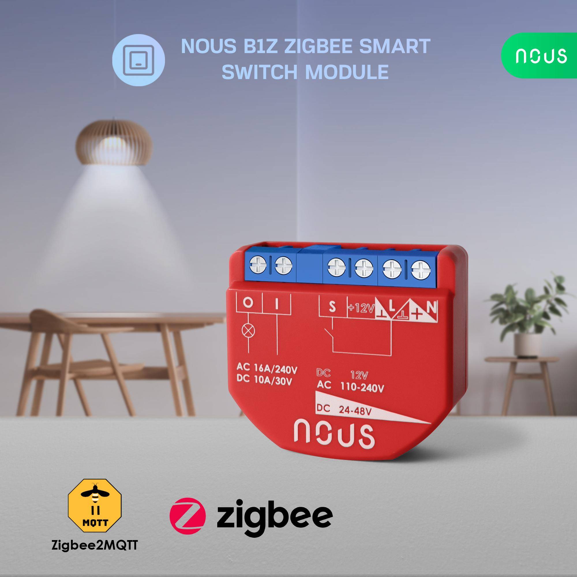 Nous B1Z ZigBee Smart Switch Modul, Steuerung per App, Alexa/Google Assistant, Timer, Zigbee 3.0