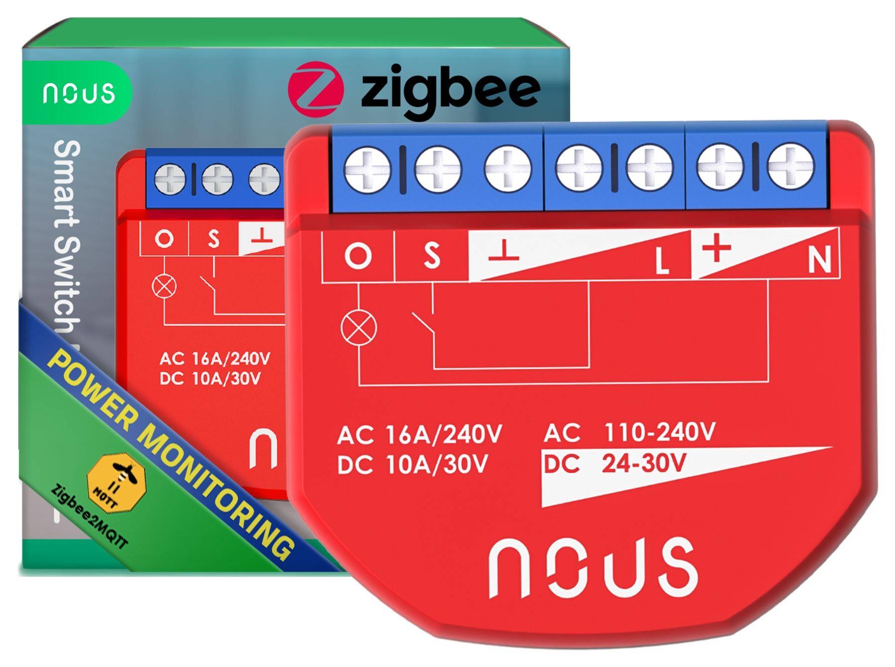 Nous B2Z ZigBee Smart Switch, 1 Kanal, Steuerung per App, Alexa/Google Assistant, Timer, Zigbee 3.0