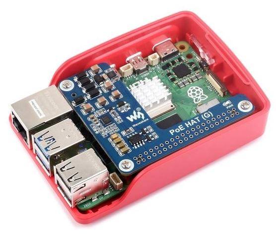 Waveshare Power Over Ethernet HAT G, 5V/5A, IEEE 802.3af/at, für Raspberry Pi 5 / Gehäuse