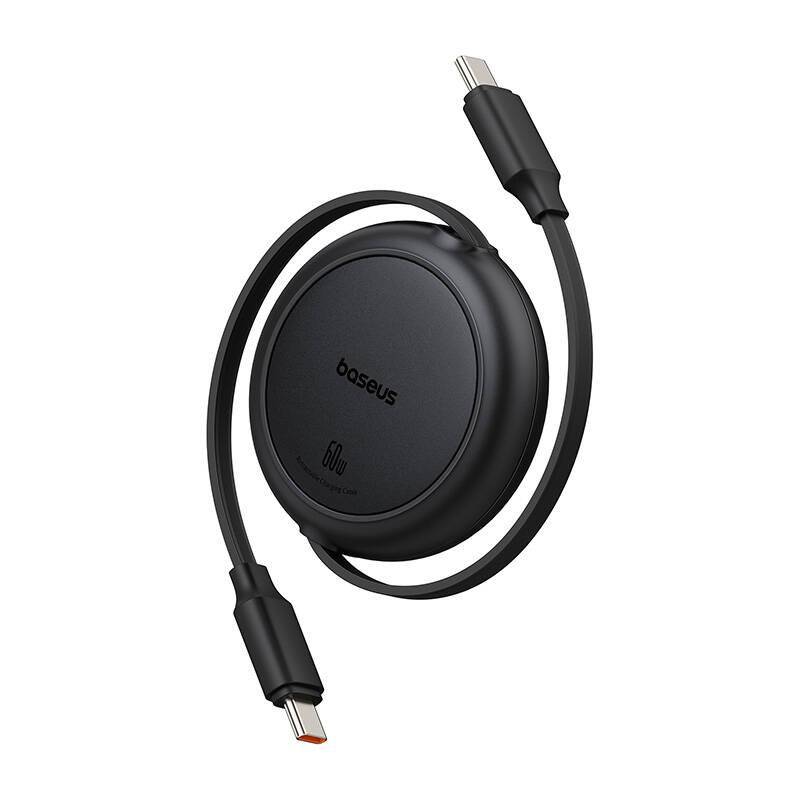 Baseus Free2Pull Mini, einziehbares Kabel, USB-C - USB-C, 60W PD, 1m, schwarz