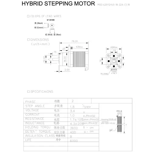 DFRobot Bipolar Stepper Motor mit Planetengetriebe,5.18:1, 1.8° Schrittwinkel, 18kgcm, 3.4V DFRobot Bipolar Stepper Motor mit Planetengetriebe,5.18:1, 1.8° Schrittwinkel, 18kgcm, 3.4V