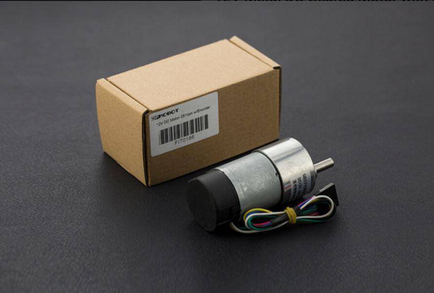 DFRobot Metall DC Getriebemotor + 16CPR Encoder, 251RPM, 43.8:1, 18kgcm, 350mA Leerlaufstrom, 12V