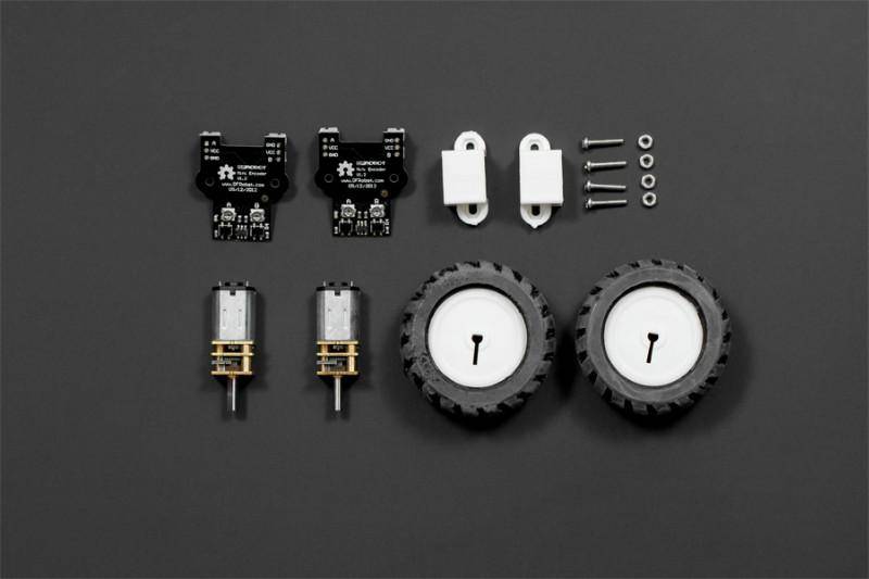 DFRobot MiniQ Motor Wheel Set mit 2 Motoren, Rädern, Motorhalterungen, Encodern, 260RPM, 50:1, 6V