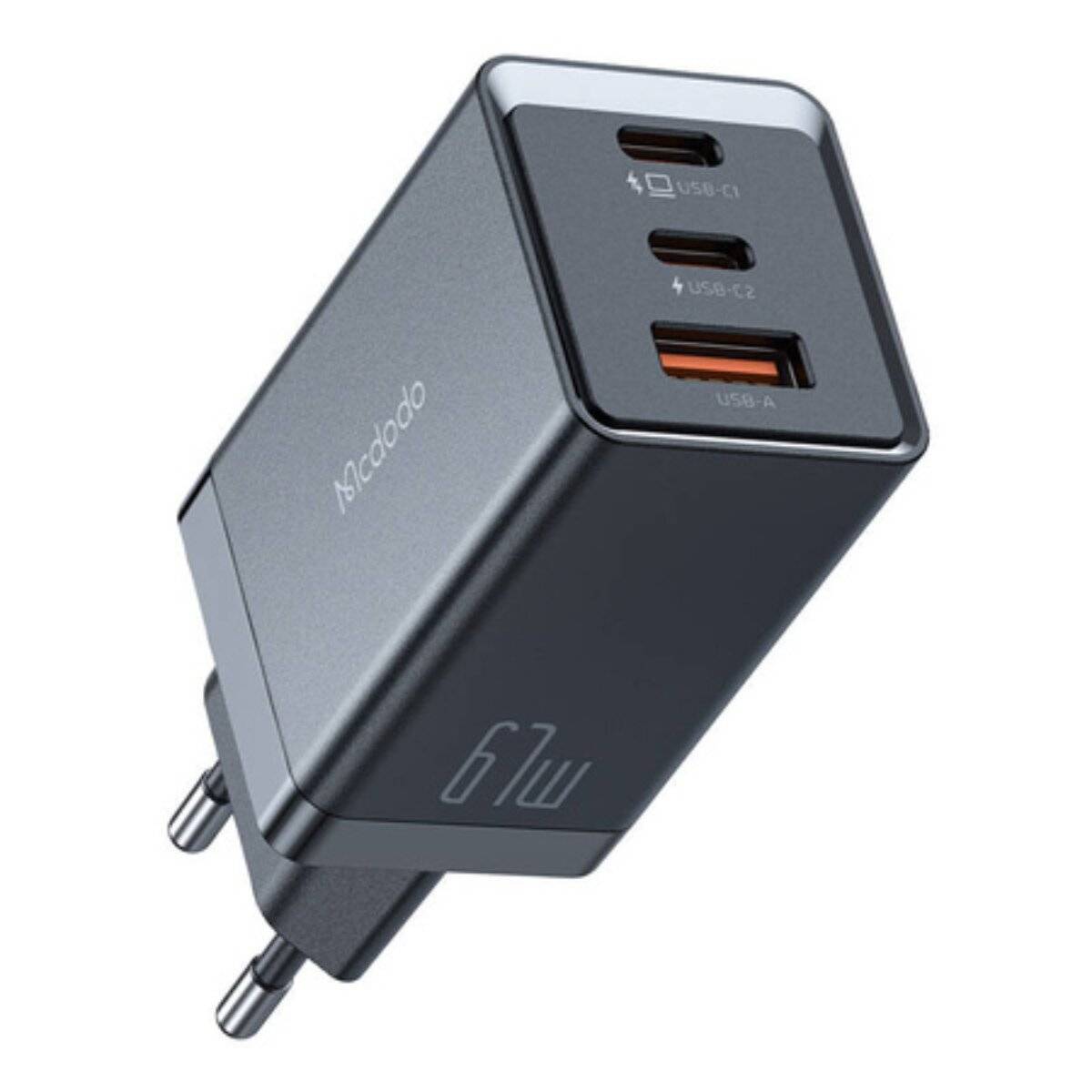 Mcdodo CH-1541 GaN Wandladegerät, 2x USB-C, 1x USB, 67W (schwarz)