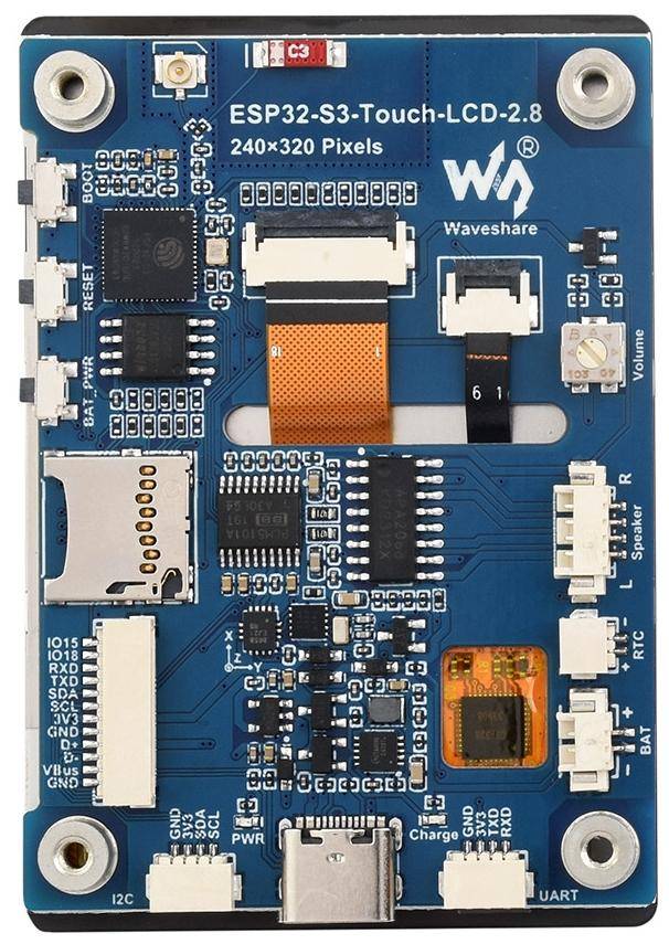 Waveshare ESP32-S3 2.8" Display, 240x320, 5-Punkt-Touch, WiFi, BLE 5, Dual-Core 240 MHz, 16MB