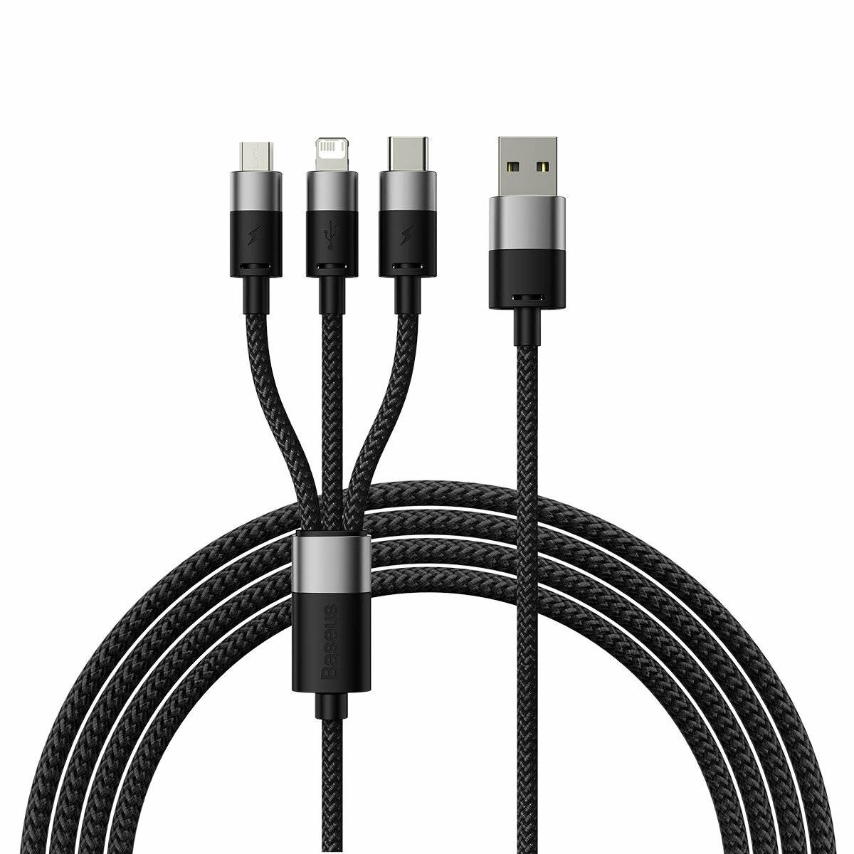 3in1 USB - Micro-USB / Lightning / USB C 3,5A 1,2m Kabel Baseus StarSpeed - schwarz