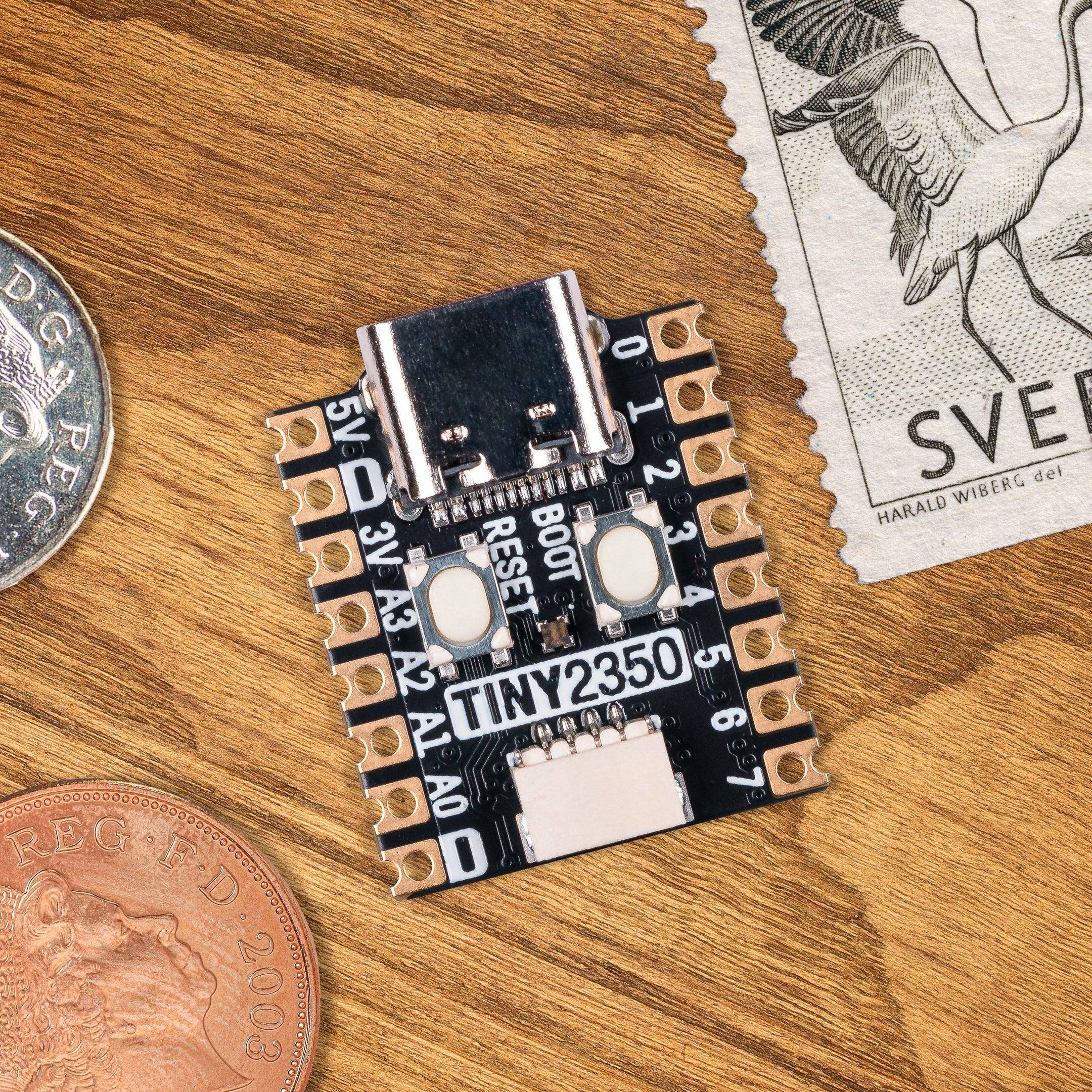 Pimoroni Tiny 2350, RP2350A Dual Arm Cortex M33 150MHz, 4MB Flash, USB C, 12 IO Pins, 3V-5.5V