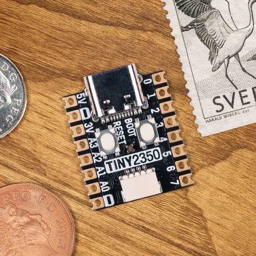 Pimoroni Tiny 2350, RP2350A Dual Arm Cortex M33 150MHz, 4MB Flash, USB C, 12 IO Pins, 3V-5.5V Pimoroni Tiny 2350, RP2350A Dual Arm Cortex M33 150MHz, 4MB Flash, USB C, 12 IO Pins, 3V-5.5V