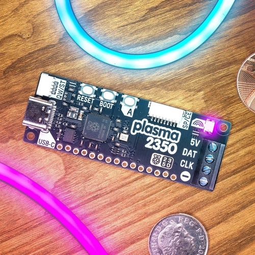Pimoroni Plasma 2350 Board für adressierbare LEDs, RP2350A, 150MHz, 4MB QSPI Flash, USB-C, 3A Pimoroni Plasma 2350 Board für adressierbare LEDs, RP2350A, 150MHz, 4MB QSPI Flash, USB-C, 3A