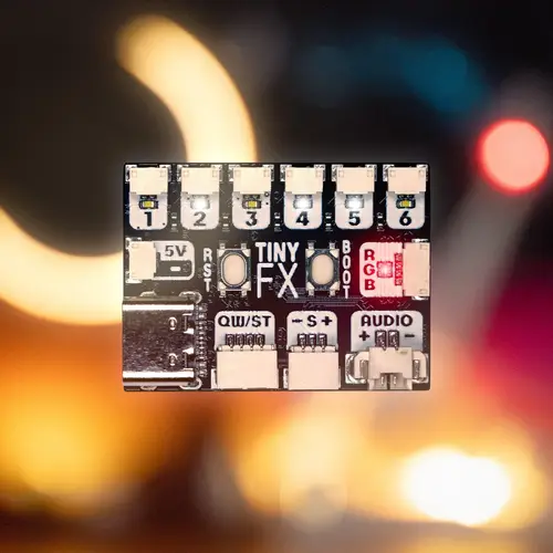 Pimoroni Tiny FX LED Controller Board, RP2040, 133MHz, 6 Mono LED Kanäle, 1 RGB LED Kanal Pimoroni Tiny FX LED Controller Board, RP2040, 133MHz, 6 Mono LED Kanäle, 1 RGB LED Kanal