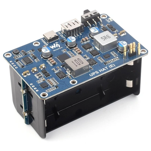 Waveshare UPS HAT E für Raspberry Pi, 4x Akku-Slots, Bi-Directional Charging, I2C, Pogo Pins, 5V 6A Waveshare UPS HAT E für Raspberry Pi, 4x Akku-Slots, Bi-Directional Charging, I2C, Pogo Pins, 5V 6A