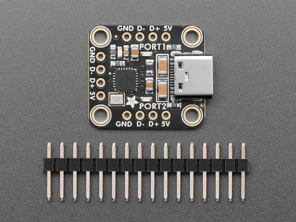 Adafruit CH334F Mini 2-Port USB Hub Breakout, USB 2.1, MTT-Modus, 4 Pin Ports
