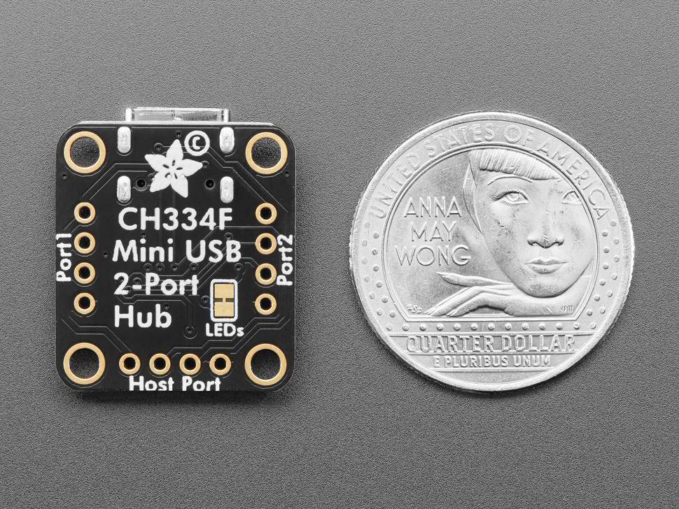 Adafruit CH334F Mini 2-Port USB Hub Breakout, USB 2.1, MTT-Modus, 4 Pin Ports