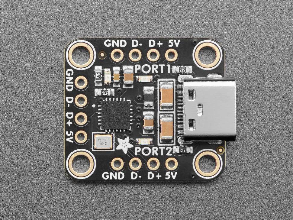 Adafruit CH334F Mini 2-Port USB Hub Breakout, USB 2.1, MTT-Modus, 4 Pin Ports