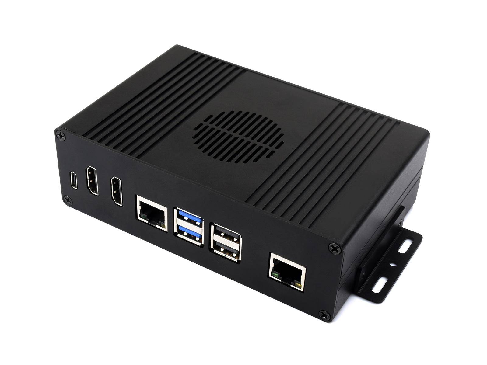 Waveshare Pi5 Module BOX-A, PCIe zu Gigabit Ethernet, Dual HDMI, Aluminiumgehäuse, für Raspberry Pi