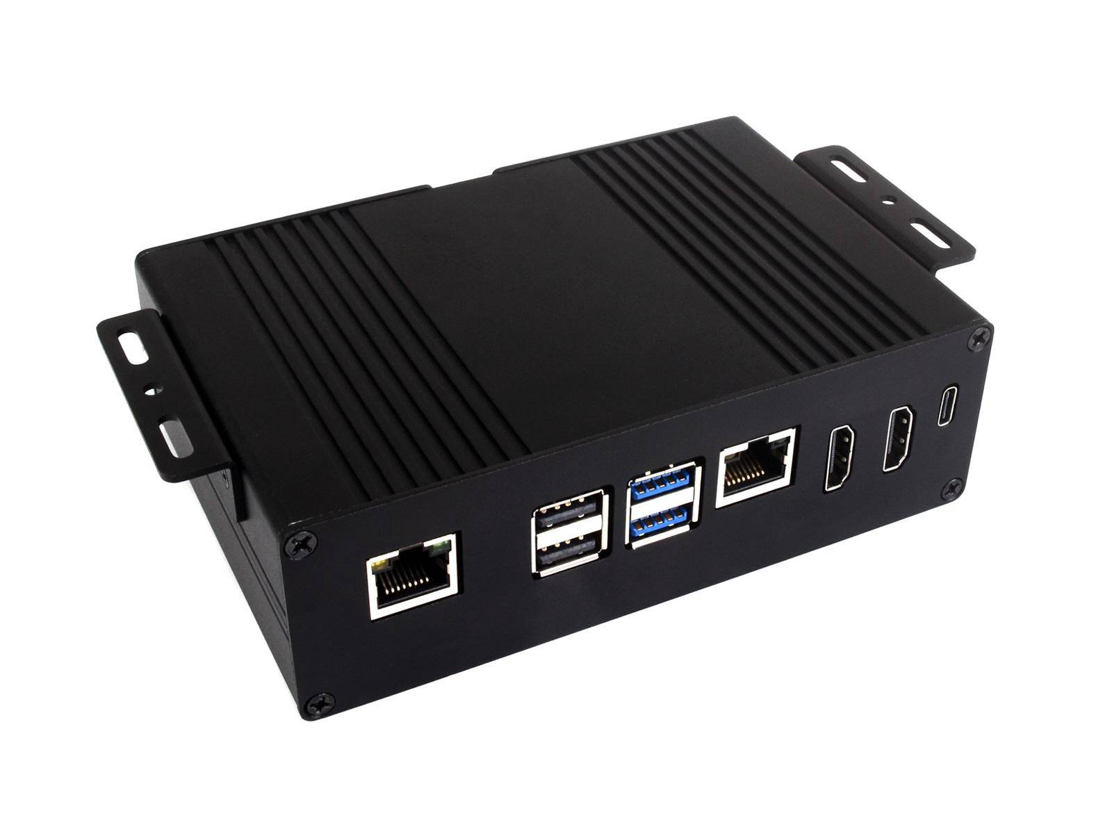 Waveshare Pi5 Module BOX-A, PCIe zu Gigabit Ethernet, Dual HDMI, Aluminiumgehäuse, für Raspberry Pi