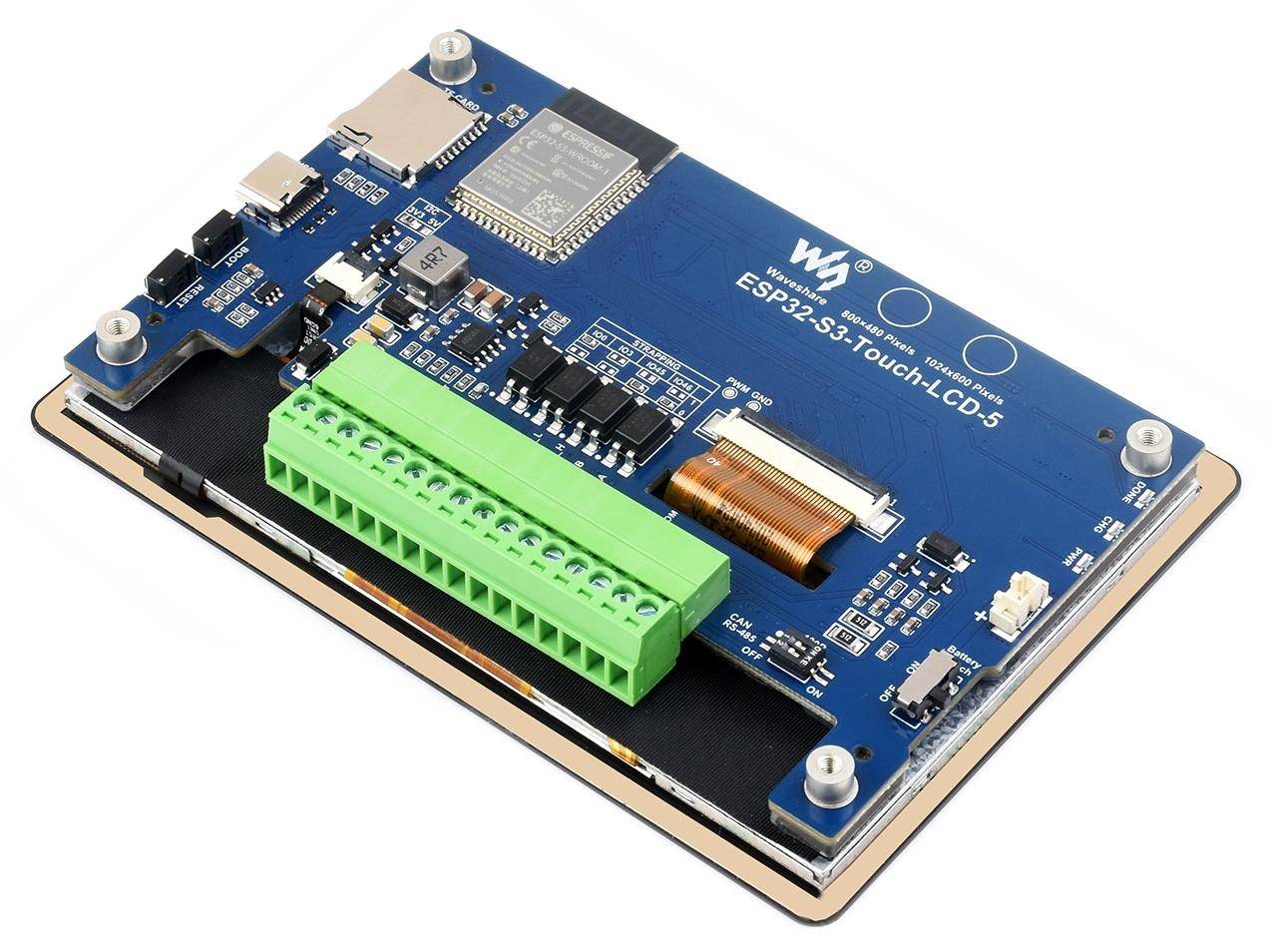 Waveshare ESP32-S3-Touch-LCD, 5" kapazitiver RGB Touchscreen, 1024x600, LX7 Dual-Core, 240 MHz