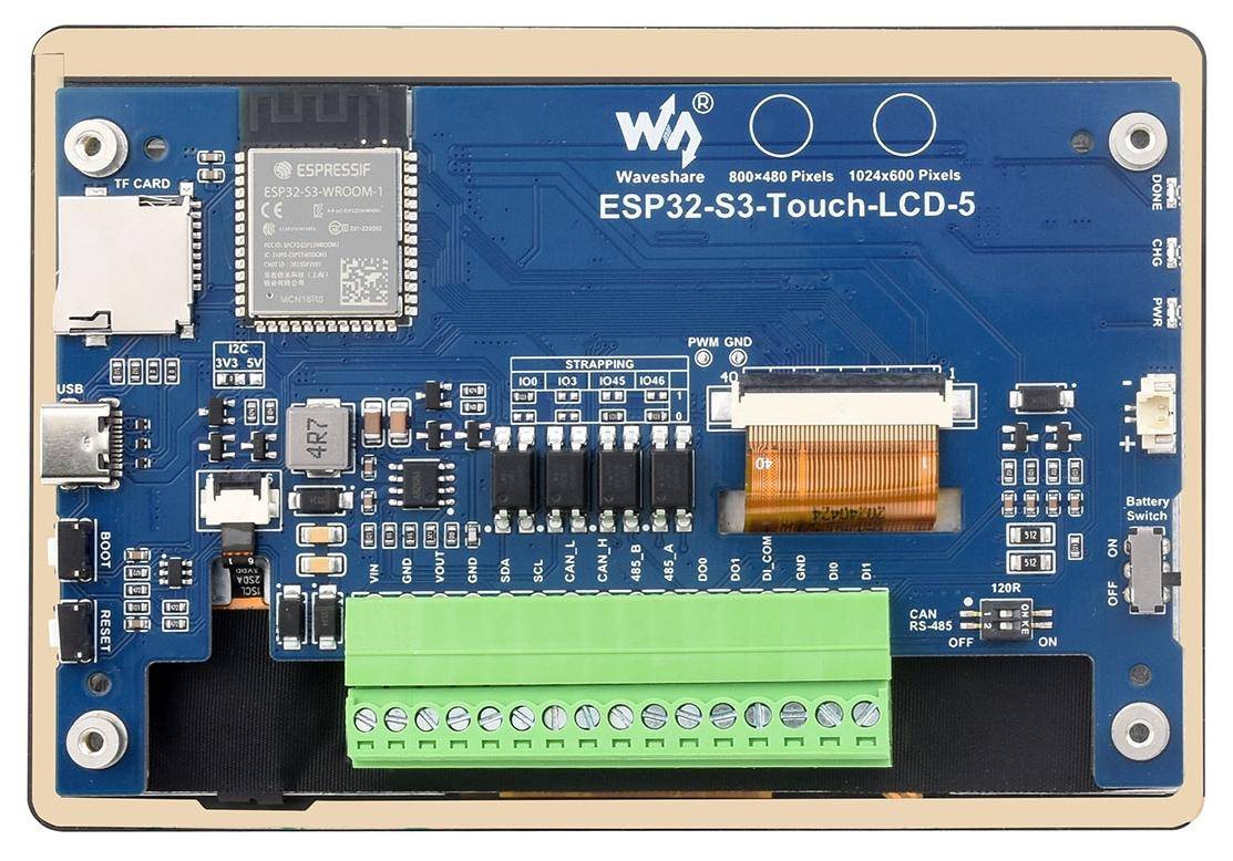 Waveshare ESP32-S3-Touch-LCD, 5" kapazitiver RGB Touchscreen, 1024x600, LX7 Dual-Core, 240 MHz