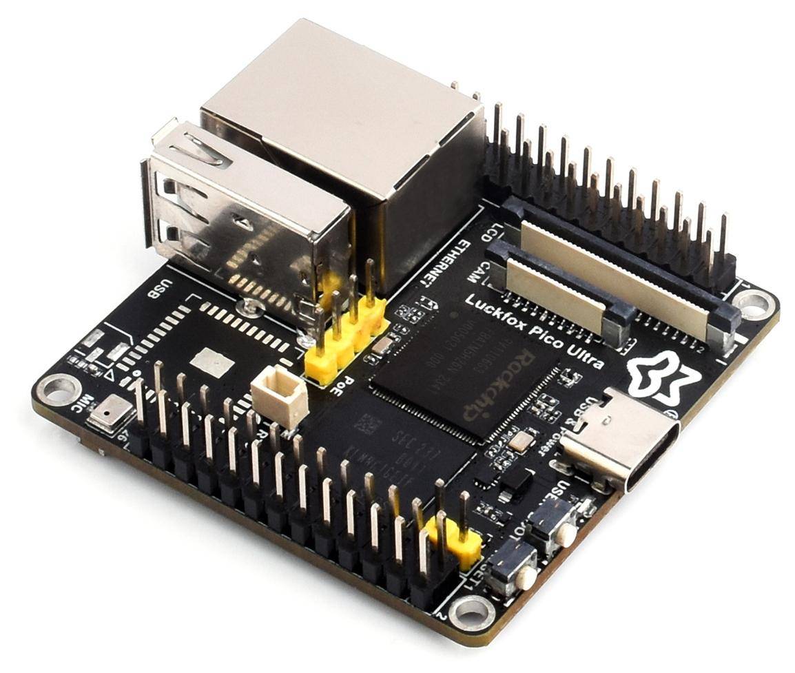 Luckfox Pico Ultra RV1106, ARM Cortex-A7, 256MB DDR3L, 1TOPS NPU, MIPI CSI, GPIO, PoE, WiFi 6, BT 5