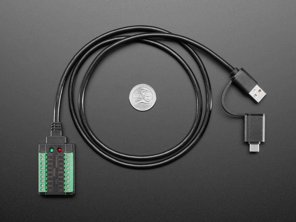 Adafruit USB zu Serial Kabel, RS232, TTL, UART, RS485, FTDI Chip, LED-Anzeigen, 5V/1A, 3,3V/50mA