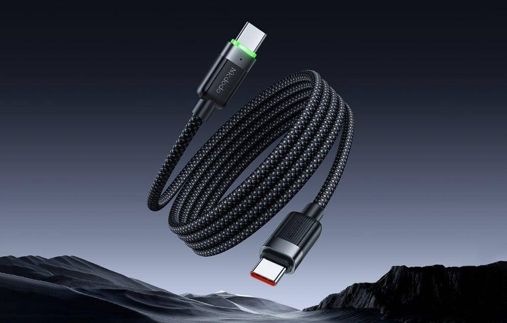 Mcdodo CA-2000, magnetisches USB-C - USB-C Kabel, selbstaufrollend, LED-Anzeige, 60W, 1,20m