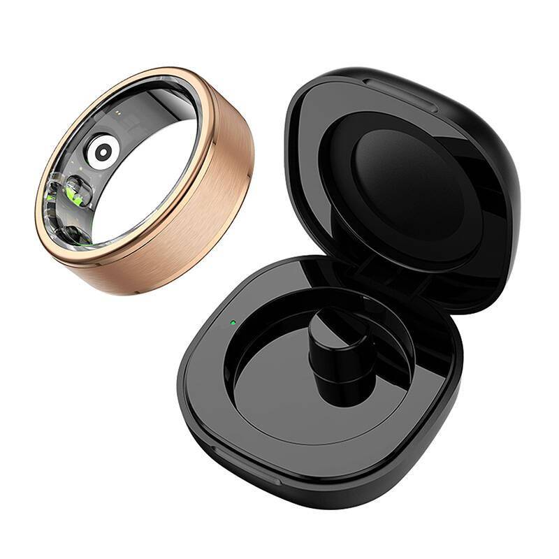 Colmi R03 Smart Ring, überwacht Herzfrequenz, Schlaf & Blutsauerstoff, Schrittzähler, mit Ladecase - Farbe: gold - Größe: 8