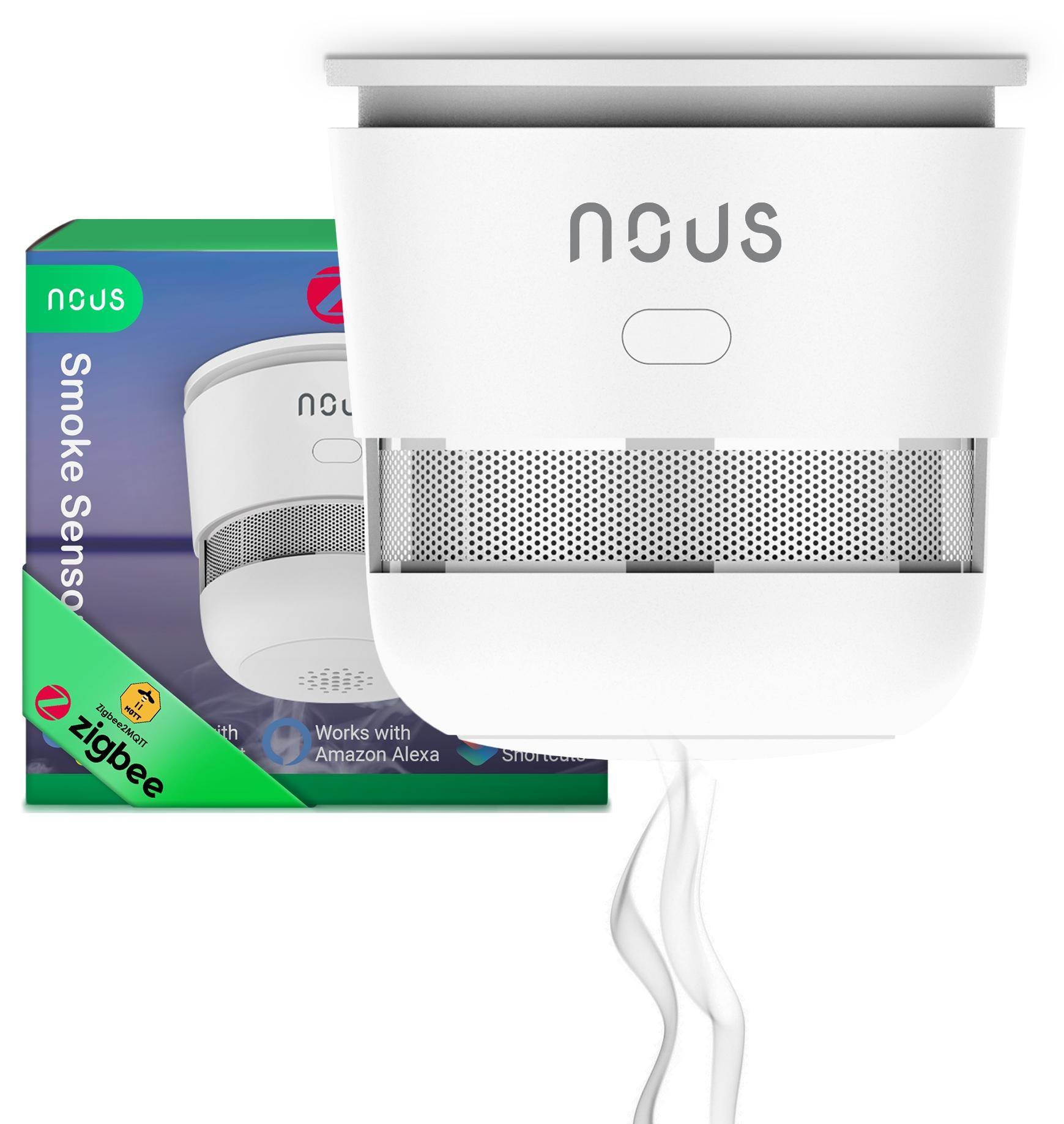 NOUS E8 Smart Rauchmelder, ZigBee 3.0, CR123A Batterie, min. 85 dB, App-Steuerung, Alexa und Google