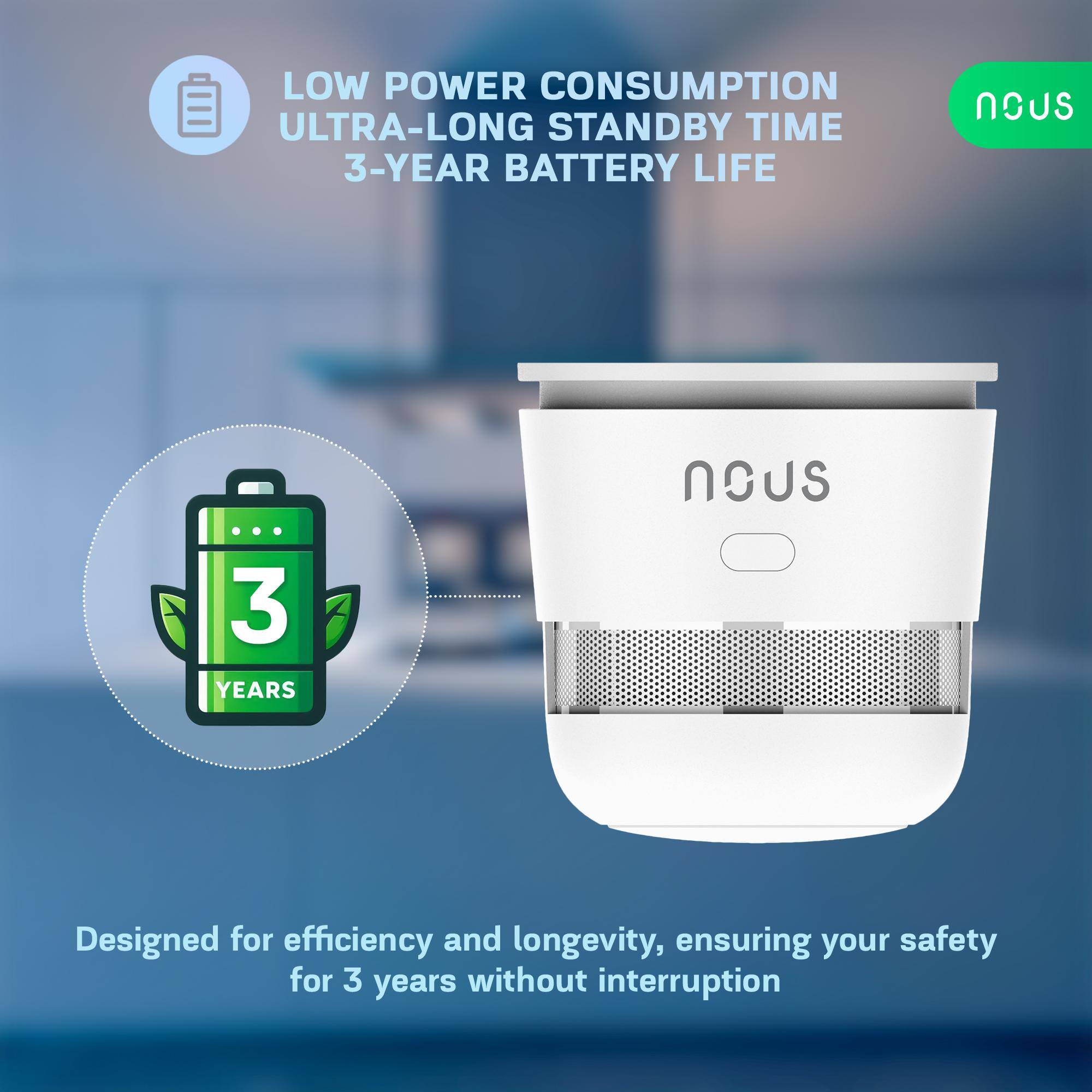 NOUS E8 Smart Rauchmelder, ZigBee 3.0, CR123A Batterie, min. 85 dB, App-Steuerung, Alexa und Google