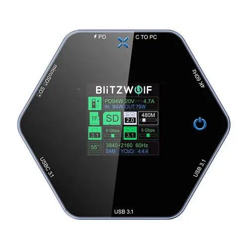 BlitzWolf 8-in-1 Smart Display Docking Station, USB-C zu 2x USB 3.0 + HDMI 4K@60Hz + SD + USB-C PD BlitzWolf 8-in-1 Smart Display Docking Station, USB-C zu 2x USB 3.0 + HDMI 4K@60Hz + SD + USB-C PD