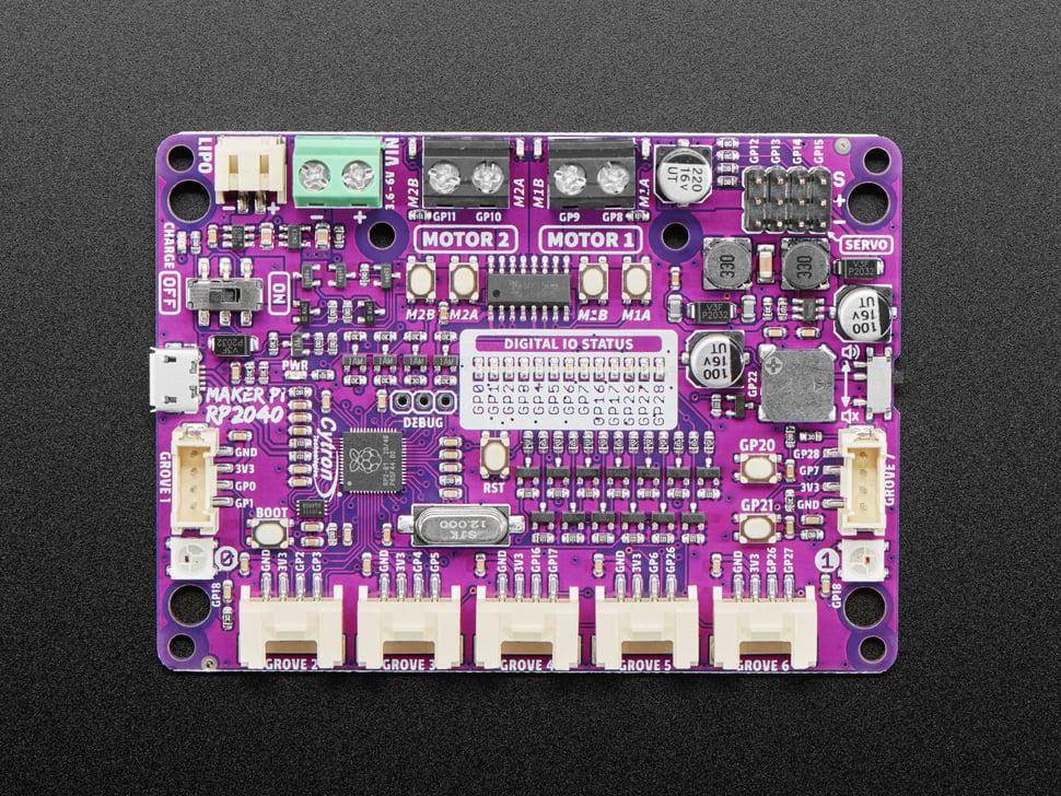 Adafruit Maker Pi RP2040, 2 DC-, 4 Servomotoranschlüsse, 7 Grove-Ports, USB 5V, 3,6-6V