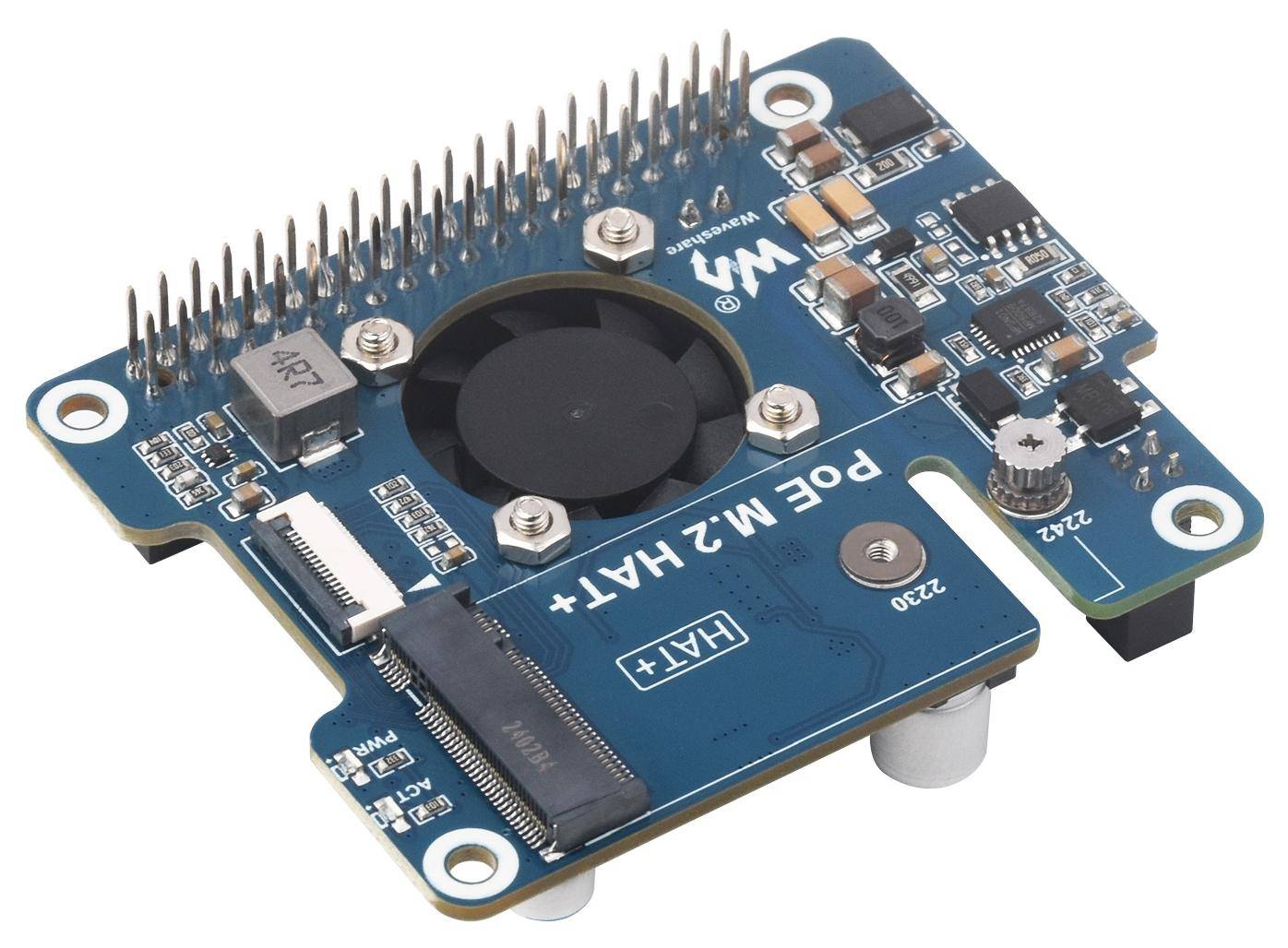 Waveshare PCIe zu M.2 Adapter, PoE HAT für Raspberry Pi 5, NVMe-SSD, 8 Gbps, POE bis zu 25W
