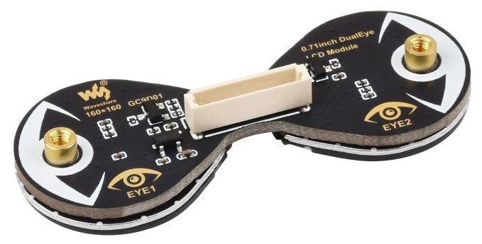 Waveshare 0.71" Double Eye Round LCD Display, Augen Display, 160x160 Pixel, IPS, SPI, GC9D01, 3.3-5V