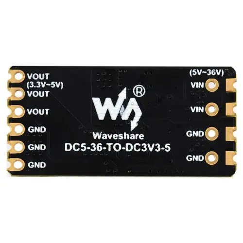 Waveshare DC-DC Buck Mini Module, bis zu 4A, 500kHz, 5-36V Eingang, 3,3V oder 5V Ausgang Waveshare DC-DC Buck Mini Module, bis zu 4A, 500kHz, 5-36V Eingang, 3,3V oder 5V Ausgang