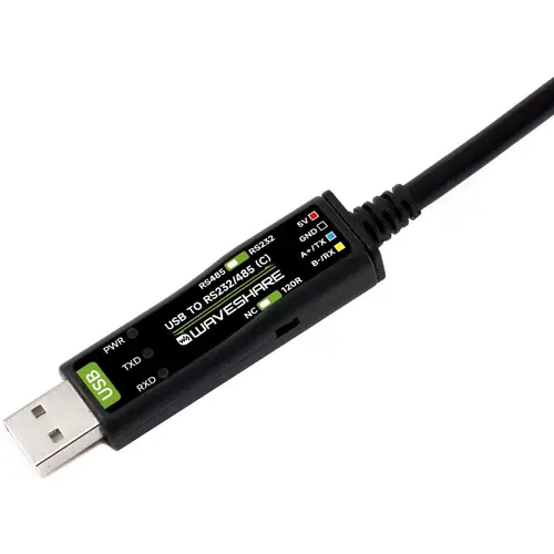 Waveshare USB zu RS232/RS485 Kabel, LED-Anzeigen, ESD-Schutz, Windows/Linux, FT232RNL, 2m, 3,3V/5V Waveshare USB zu RS232/RS485 Kabel, LED-Anzeigen, ESD-Schutz, Windows/Linux, FT232RNL, 2m, 3,3V/5V