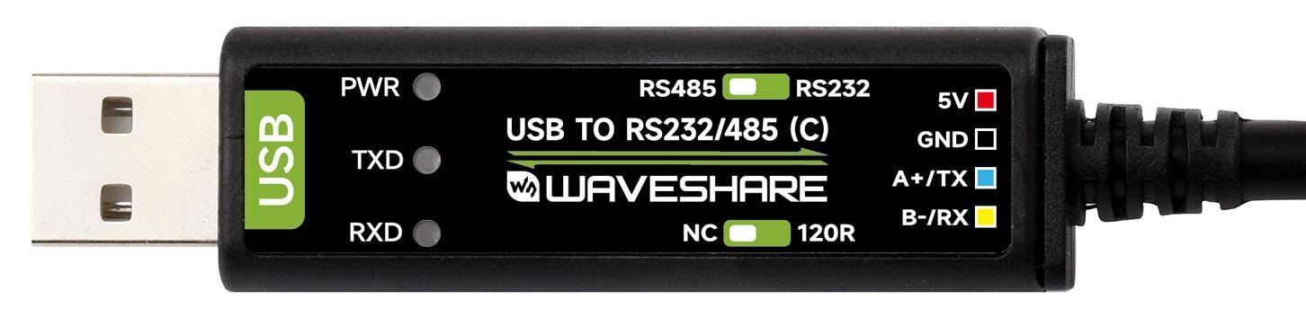 Waveshare USB zu RS232/RS485 Kabel, LED-Anzeigen, ESD-Schutz, Windows/Linux, FT232RNL, 2m, 3,3V/5V
