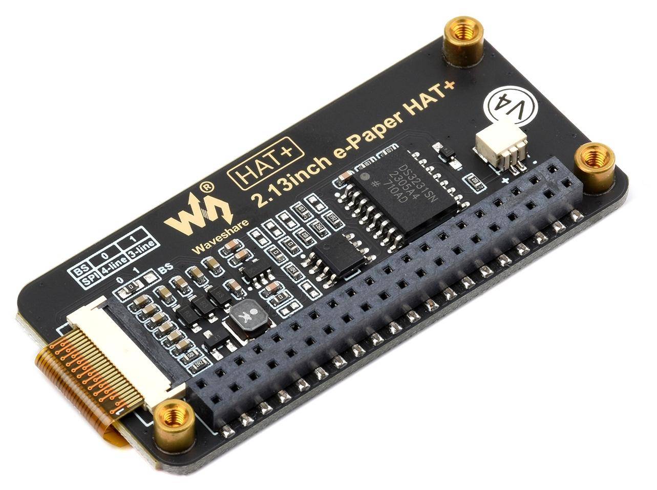 Waveshare 2.13 Zoll E-Paper HAT+, 250x122, SPI, RTC, Immersion Gold, 3,3V