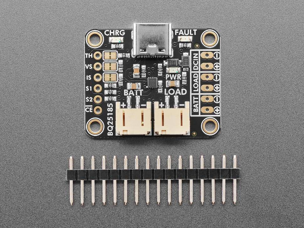 Adafruit bq25185 Ladeplatine, USB/DC/Solar, 1-Zellen Li-Ion/LiPo/LiFePO4, 5-18V IN, 3A OUT, 3,0-4,5V