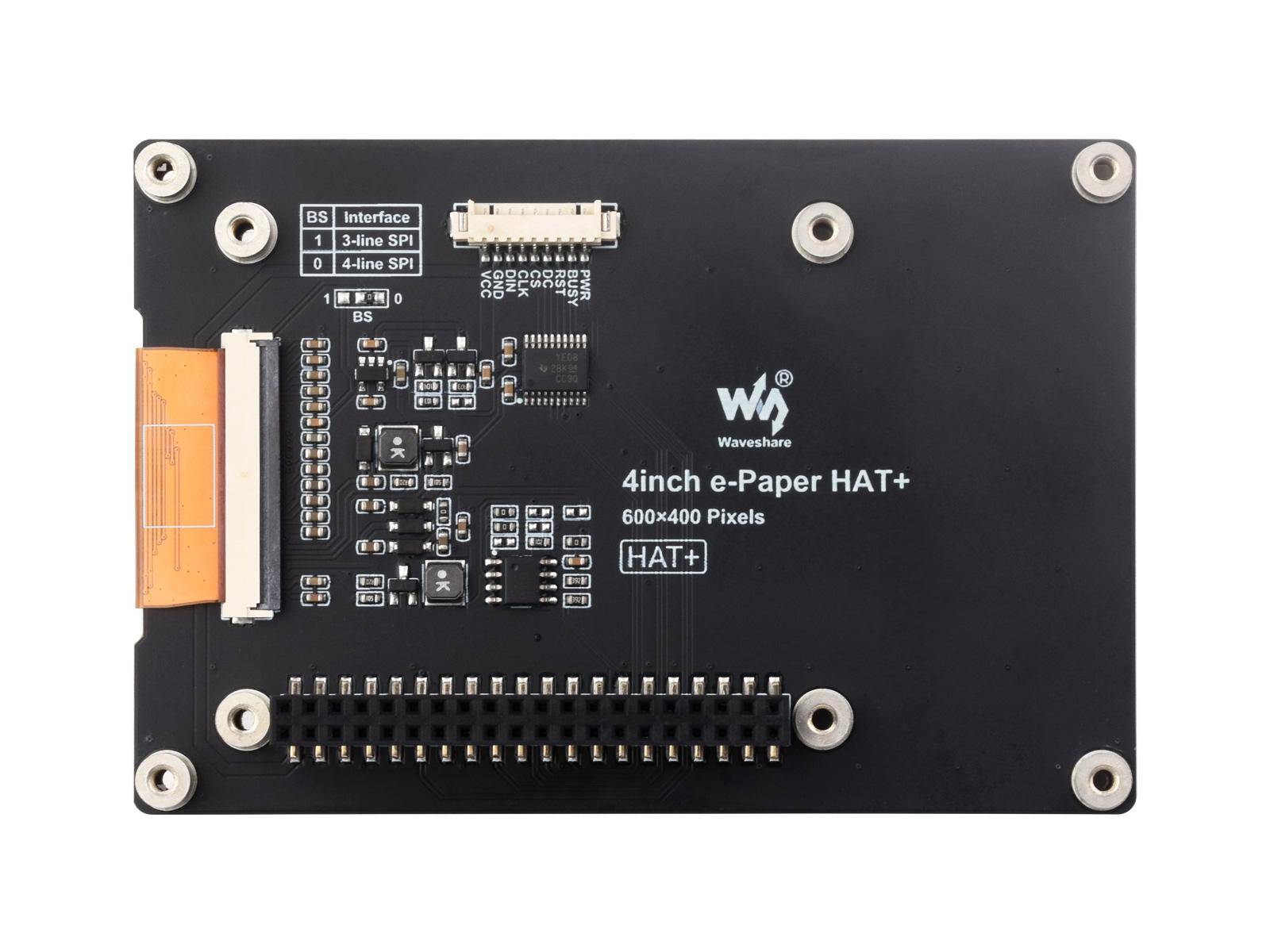 Waveshare E-Ink-Farb-Display HAT+, 4 Zoll, 600x400, Spectra 6, SPI, mit Treiber-Board, 3,3/5V
