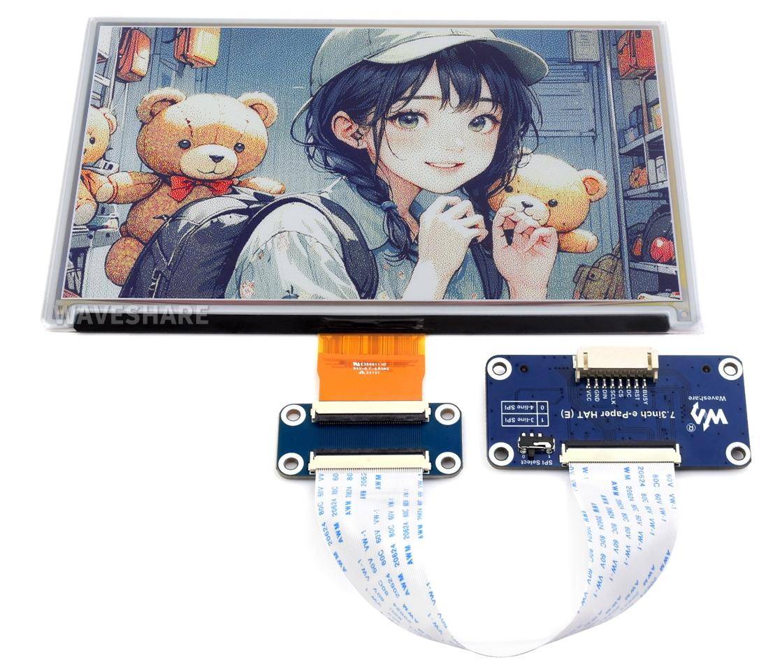 Waveshare E-Ink-Farb-Display mit HAT 7.3 Zoll, 800x480, Spectra 6, SPI, 3,3V