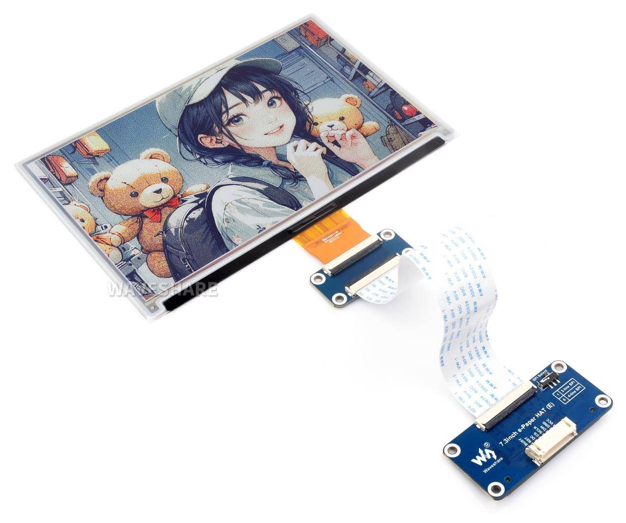 Waveshare E-Ink-Farb-Display mit HAT 7.3 Zoll, 800x480, Spectra 6, SPI, 3,3V