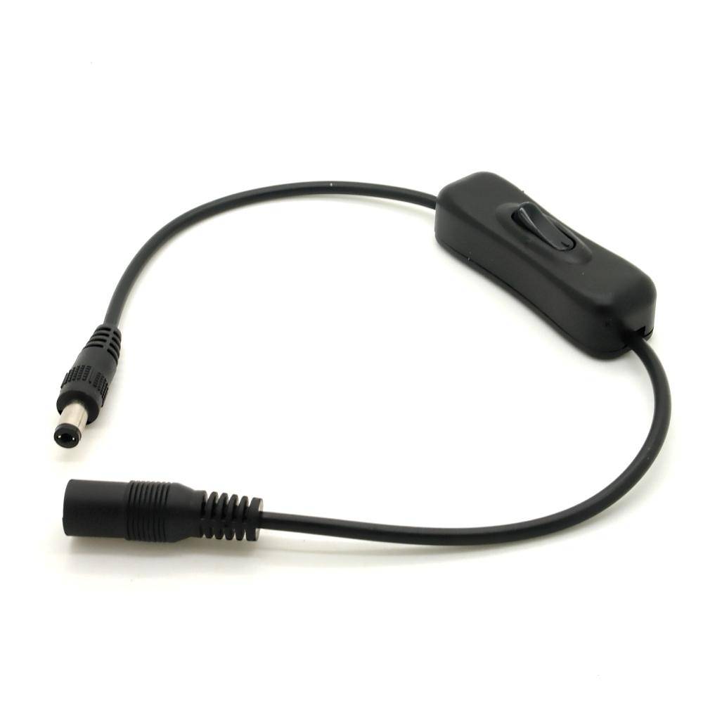 DC Kabel mit Schalter 5,5x2,1mm Stecker - 5,5x2,1mm Buchse 35cm