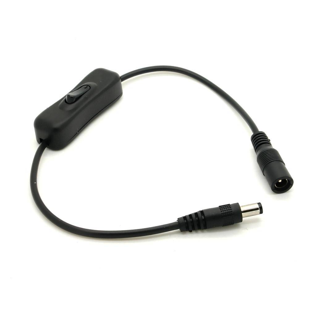 DC Kabel mit Schalter 5,5x2,1mm Stecker - 5,5x2,1mm Buchse 35cm