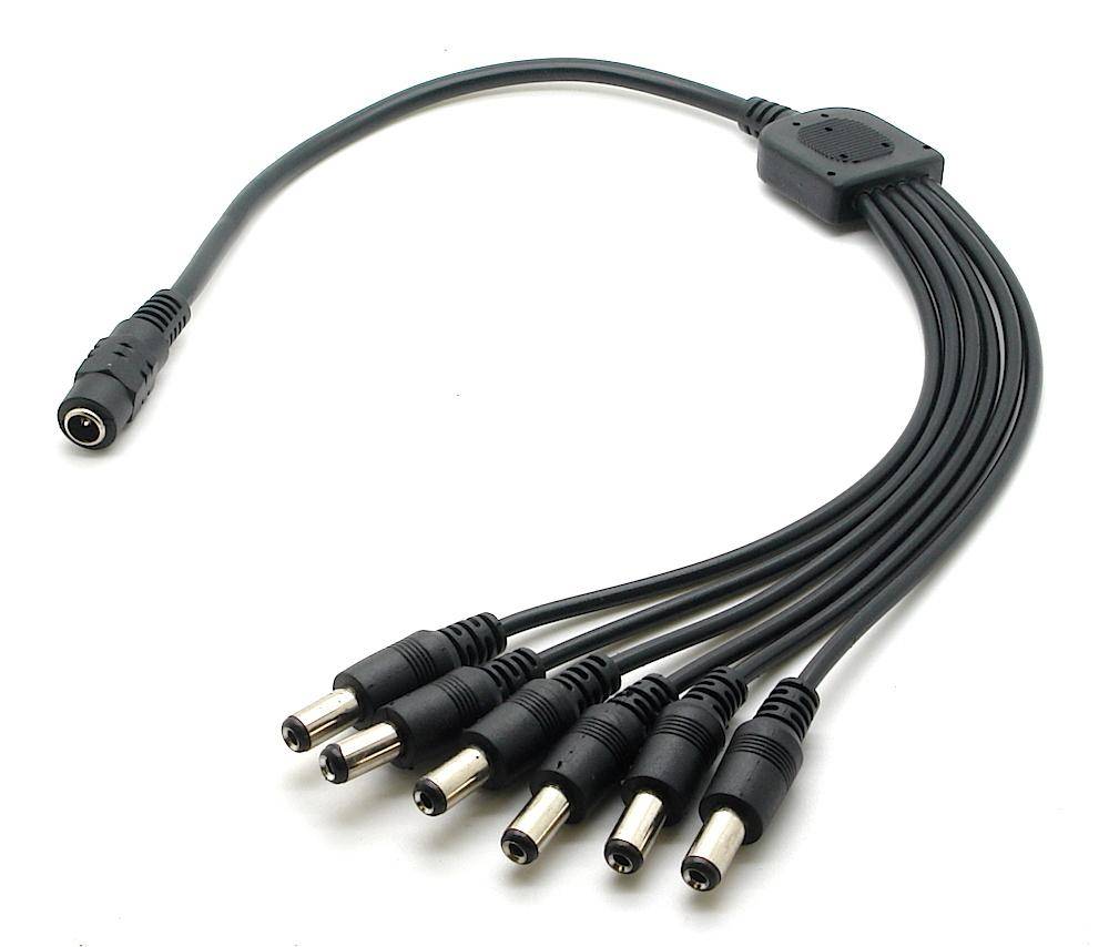 DC Hohlstecker 5,5 x 2,1mm Y-Verteiler 1x Buchse - 6x Stecker