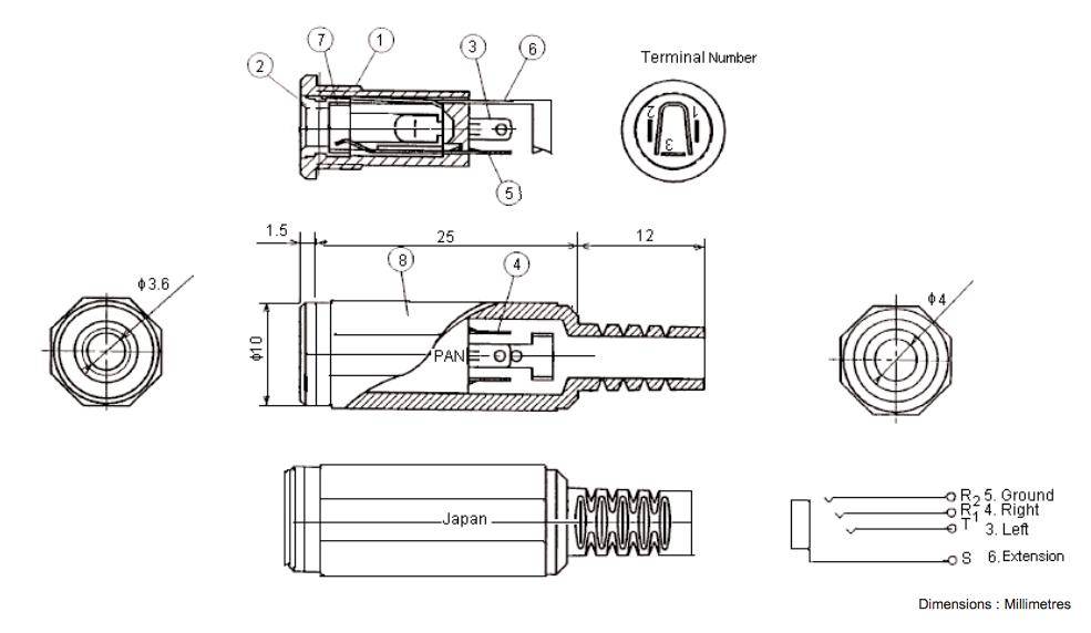 Klinkenbuchse, 3,5mm, 4 polig, Kunststoffausführung mit Knickschutz, Lötmontage