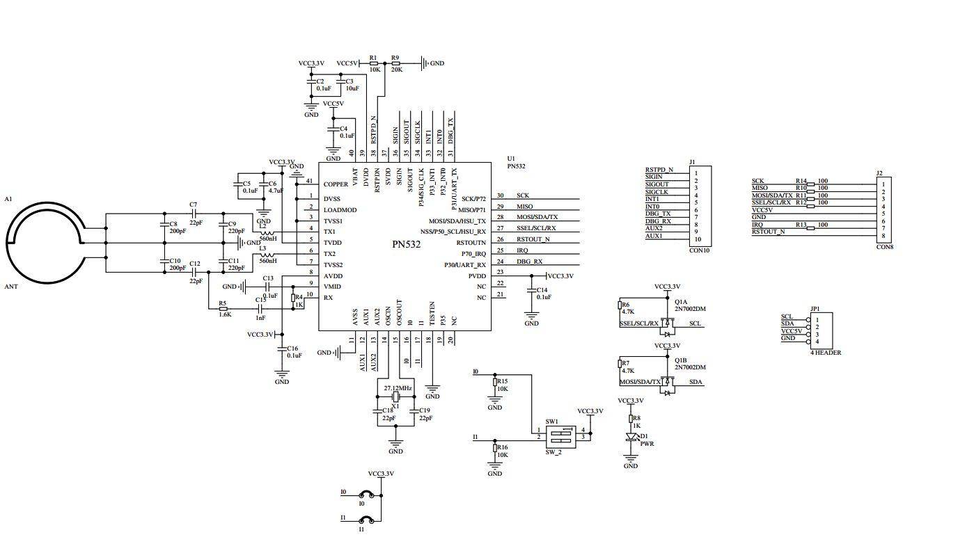 PN532 NFC- und RFID-Modul, UART / I2C / SPI, inkl. Karte & Dongle