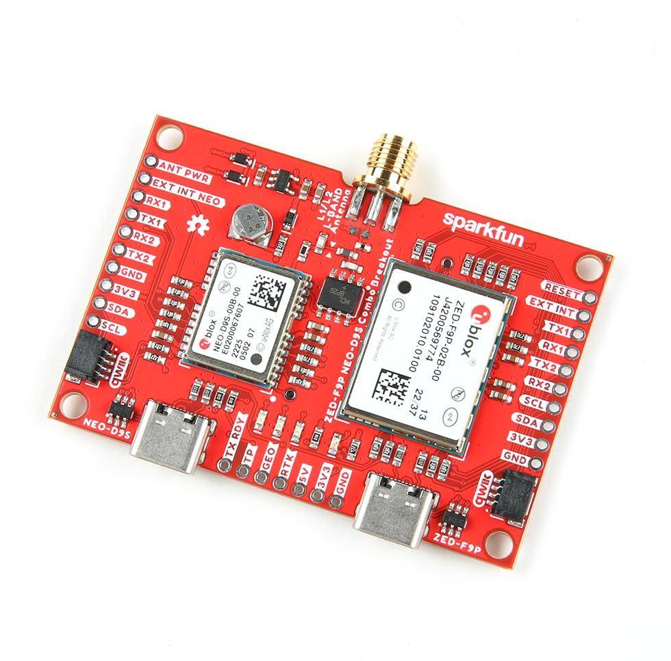 SparkFun GNSS Combo Breakout, ZED-F9P, NEO-D9S, Zentimetergenau, Multi-Band, L1C/A & L2C, I2C
