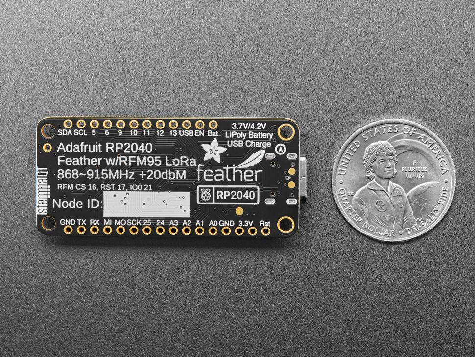 Adafruit, Feather RP2040 RF95 LoRa, Mikrocontroller, 900MHz, 264KB RAM, USB-C, LiPoly-Ladefunktion