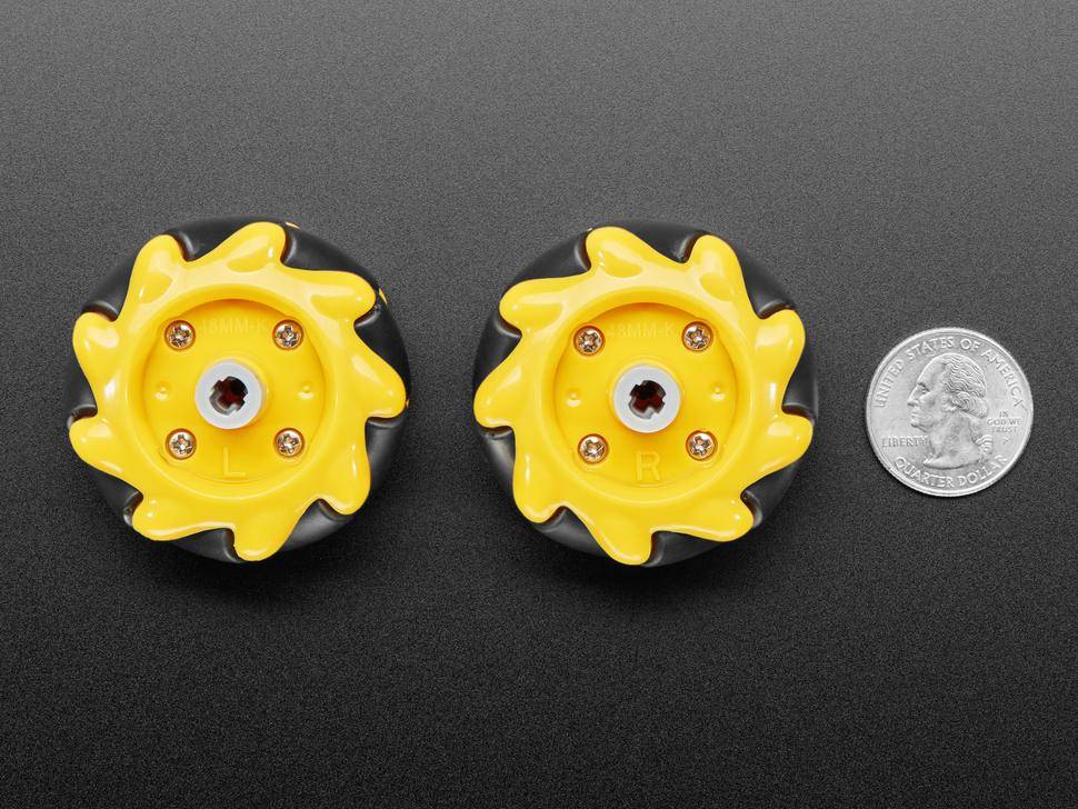 Adafruit Mecanum-Räder Set, Links & Rechts, 48mm, LEGO & TT-Motor-kompatibel, omnidirektional, grip