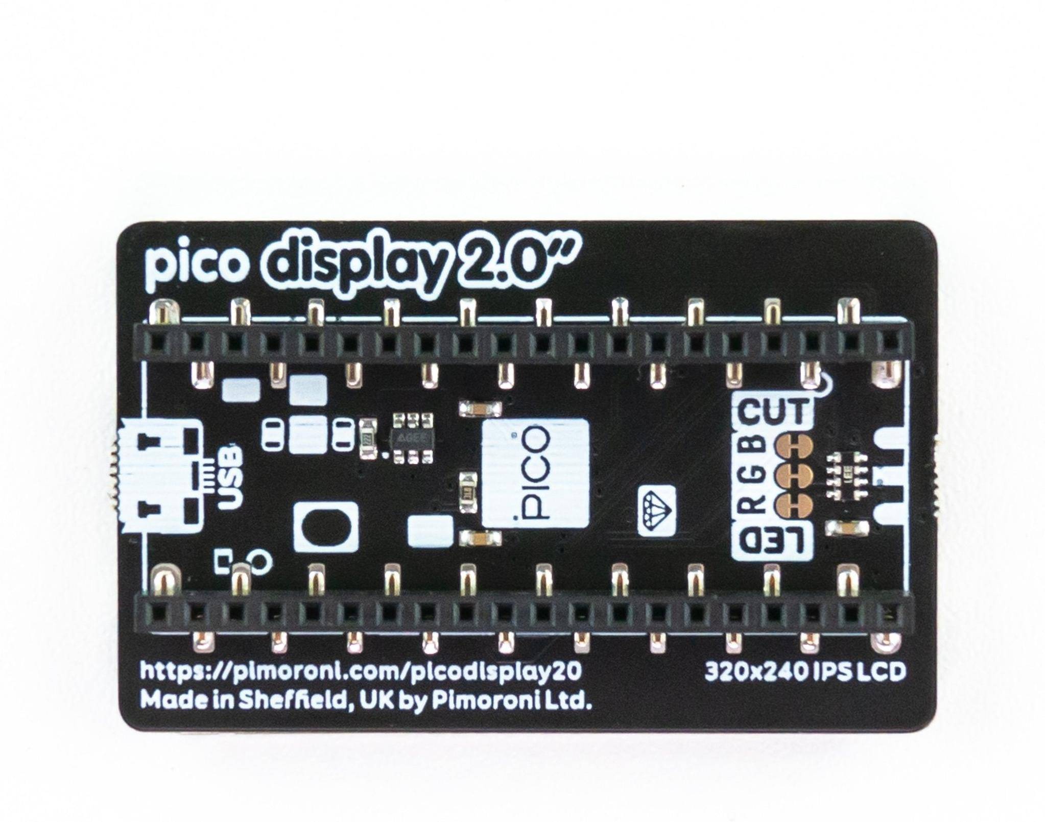 Pimoroni Pico Display Pack 2.0, 320x240 IPS LCD, 4 Tasten, RGB LED, kompatibel mit Pico/Pico W