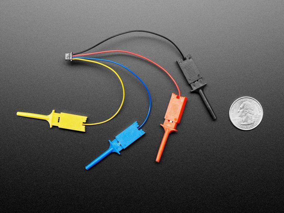 Adafruit JST-SH 4-Pin Kabel, Micro SMT Test Hooks, GND V+ SDA SCL, 3,3-5V